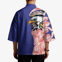 American Samoa Flag Day Kimono Tribal Tattoo with Eagle Blue-Red