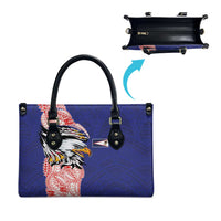 American Samoa Flag Day Leather Bag Tribal Tattoo with Eagle Blue-Red