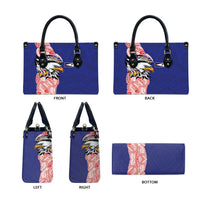 American Samoa Flag Day Leather Bag Tribal Tattoo with Eagle Blue-Red