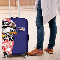 American Samoa Flag Day Luggage Cover Tribal Tattoo with Eagle Blue-Red LT03 Blue - Polynesian Pride