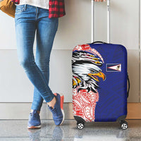 American Samoa Flag Day Luggage Cover Tribal Tattoo with Eagle Blue-Red LT03 - Polynesian Pride
