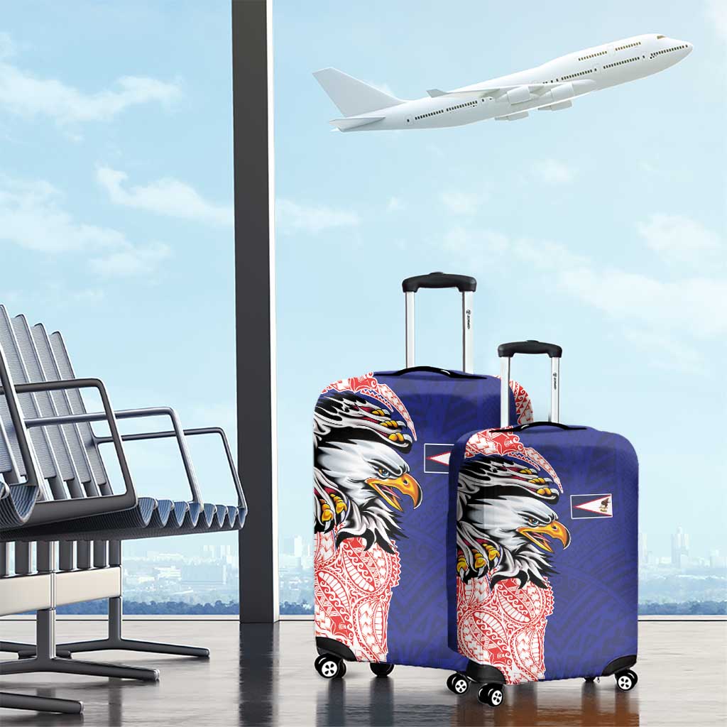 American Samoa Flag Day Luggage Cover Tribal Tattoo with Eagle Blue-Red LT03 - Polynesian Pride