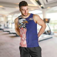 American Samoa Flag Day Men Tank Top Tribal Tattoo with Eagle Blue-Red LT03 Blue - Polynesian Pride