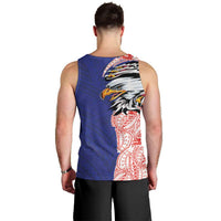 American Samoa Flag Day Men Tank Top Tribal Tattoo with Eagle Blue-Red LT03 - Polynesian Pride