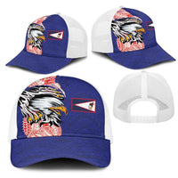 American Samoa Flag Day Mesh Trucker Cap Tribal Tattoo with Eagle Blue-Red
