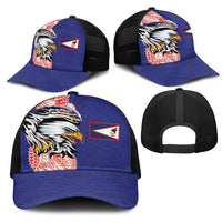 American Samoa Flag Day Mesh Trucker Cap Tribal Tattoo with Eagle Blue-Red