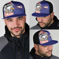 American Samoa Flag Day Mesh Trucker Cap Tribal Tattoo with Eagle Blue-Red