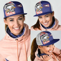 American Samoa Flag Day Mesh Trucker Cap Tribal Tattoo with Eagle Blue-Red