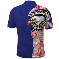 American Samoa Flag Day Polo Shirt Tribal Tattoo with Eagle Blue-Red LT03 - Polynesian Pride