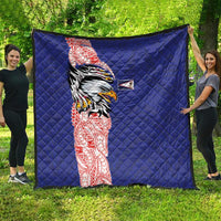 American Samoa Flag Day Quilt Tribal Tattoo with Eagle Blue-Red