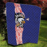 American Samoa Flag Day Quilt Tribal Tattoo with Eagle Blue-Red