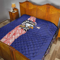 American Samoa Flag Day Quilt Tribal Tattoo with Eagle Blue-Red