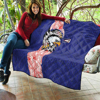 American Samoa Flag Day Quilt Tribal Tattoo with Eagle Blue-Red