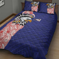 American Samoa Flag Day Quilt Bed Set Tribal Tattoo with Eagle Blue-Red