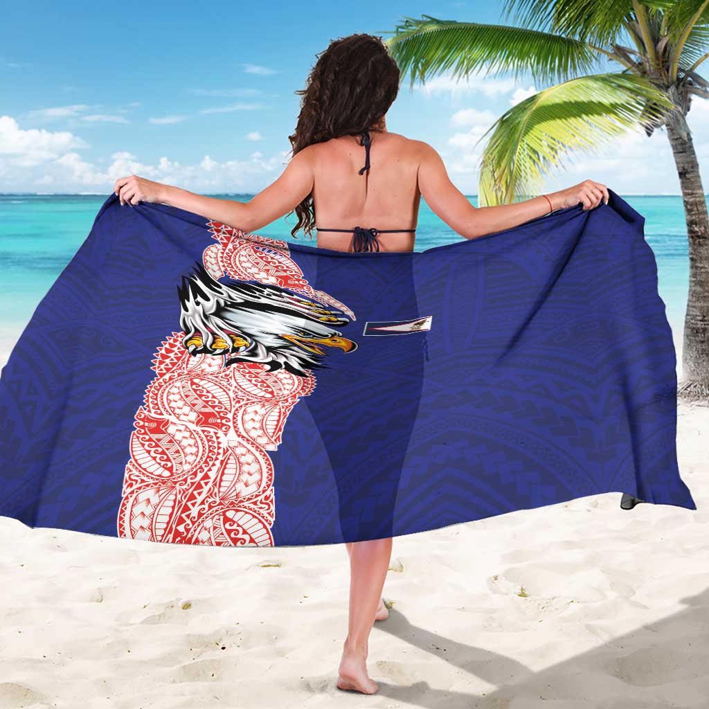 American Samoa Flag Day Sarong Tribal Tattoo with Eagle Blue-Red LT03 - Polynesian Pride