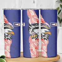 American Samoa Flag Day Skinny Tumbler Tribal Tattoo with Eagle Blue-Red LT03 - Polynesian Pride