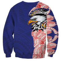 American Samoa Flag Day Sweatshirt Tribal Tattoo with Eagle Blue-Red