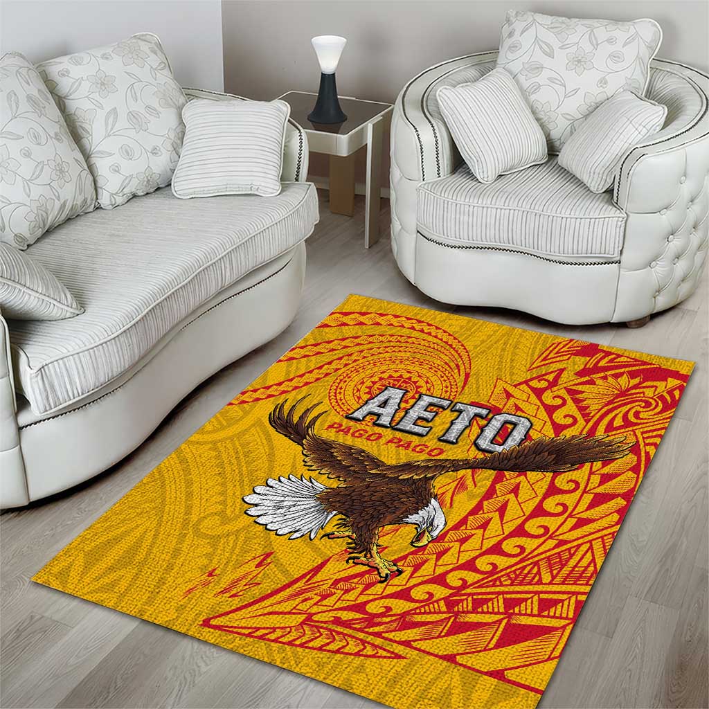 American Samoa Flag Day Area Rug Fautasi Race Pago Pago-Aeto Eagle Wings Tribal Style