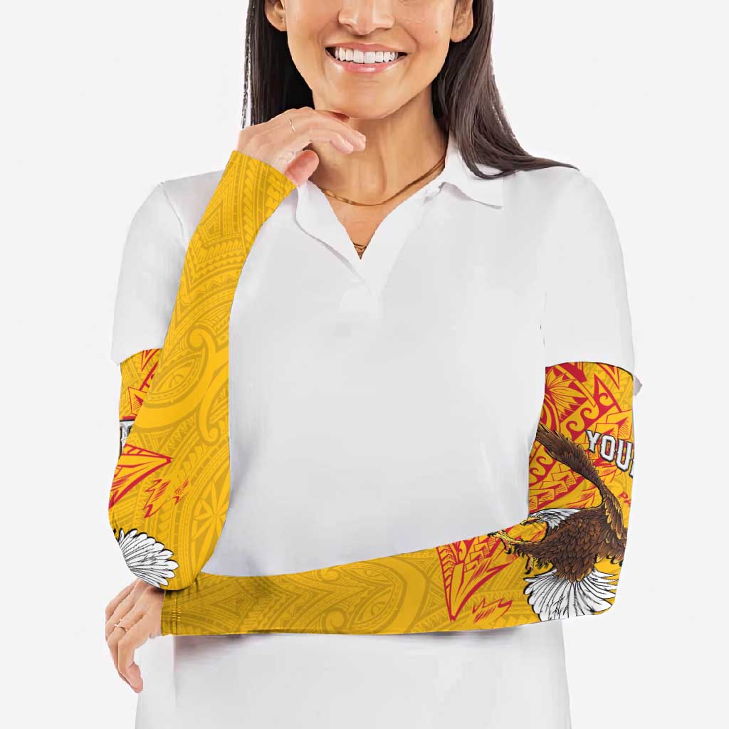 Personalised American Samoa Flag Day Arm Sleeves Fautasi Race Pago Pago-Aeto Eagle Wings Tribal Style LT03 - Polynesian Pride