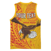 Personalised American Samoa Flag Day Basketball Jersey Fautasi Race Pago Pago-Aeto Eagle Wings Tribal Style LT03 - Polynesian Pride