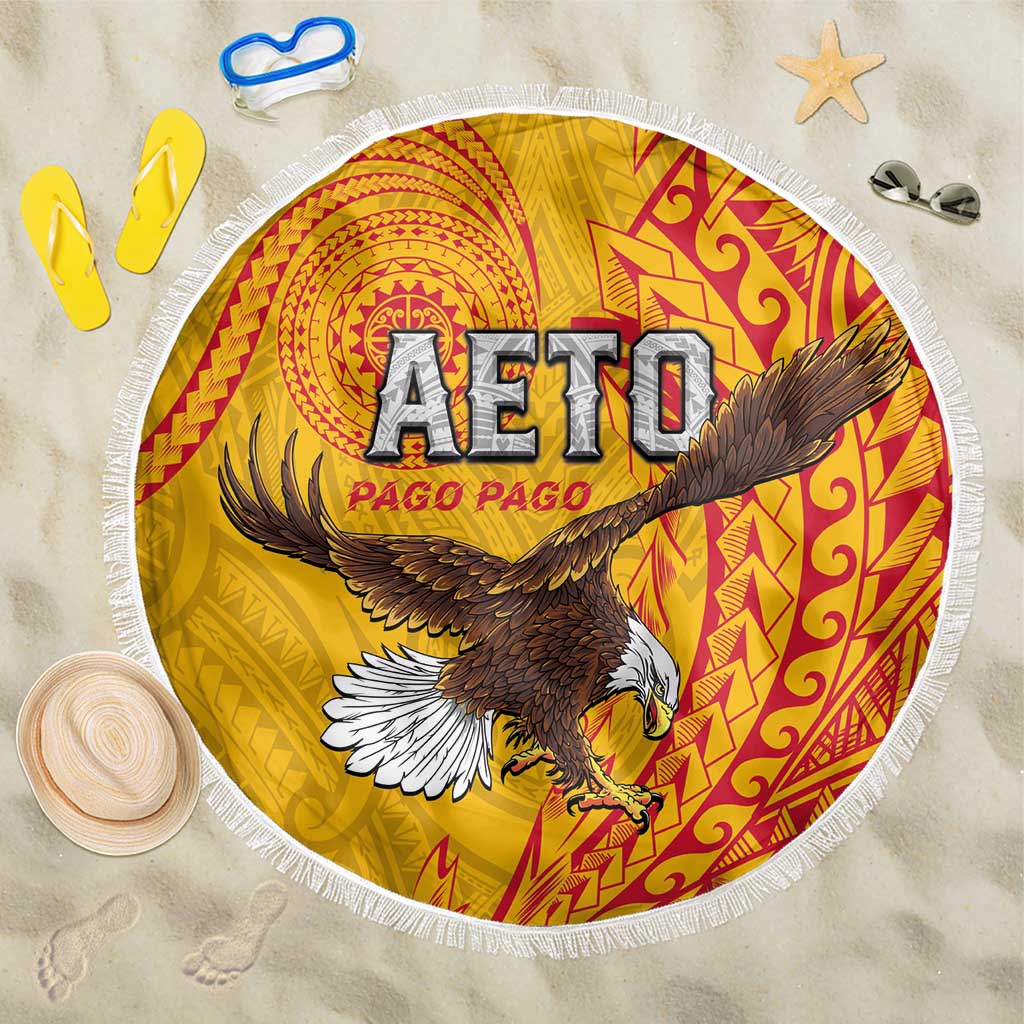 American Samoa Flag Day Beach Blanket Fautasi Race Pago Pago-Aeto Eagle Wings Tribal Style
