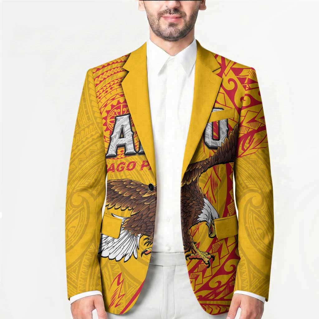 Personalised American Samoa Flag Day Blazer Fautasi Race Pago Pago-Aeto Eagle Wings Tribal Style