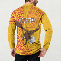 Personalised American Samoa Flag Day Button Sweatshirt Fautasi Race Pago Pago-Aeto Eagle Wings Tribal Style LT03 - Polynesian Pride