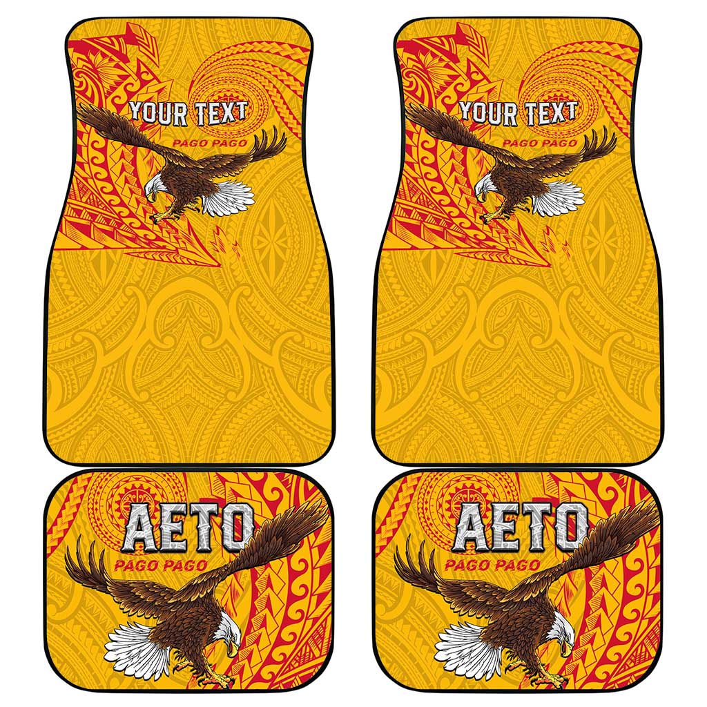 Personalised American Samoa Flag Day Car Mats Fautasi Race Pago Pago-Aeto Eagle Wings Tribal Style LT03 - Polynesian Pride