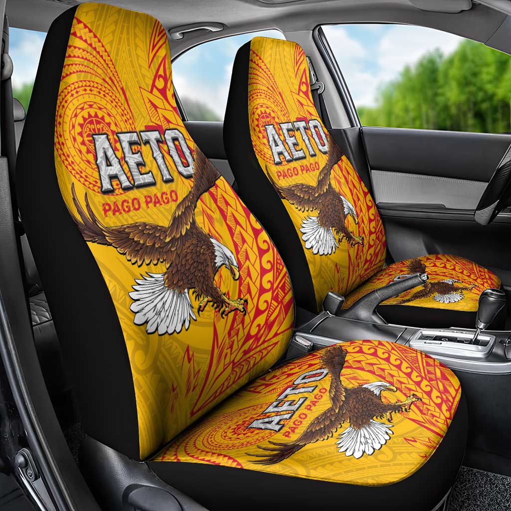 American Samoa Flag Day Car Seat Cover Fautasi Race Pago Pago-Aeto Eagle Wings Tribal Style LT03 - Polynesian Pride