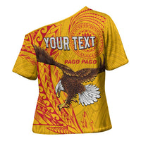 Personalised American Samoa Flag Day Cross Shoulder Shirt Fautasi Race Pago Pago-Aeto Eagle Wings Tribal Style