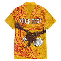 Personalised American Samoa Flag Day Family Matching Off The Shoulder Long Sleeve Dress and Hawaiian Shirt Fautasi Race Pago Pago-Aeto Eagle Wings Tribal Style LT03 - Polynesian Pride