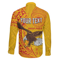 Personalised American Samoa Flag Day Family Matching Off The Shoulder Long Sleeve Dress and Hawaiian Shirt Fautasi Race Pago Pago-Aeto Eagle Wings Tribal Style LT03 - Polynesian Pride