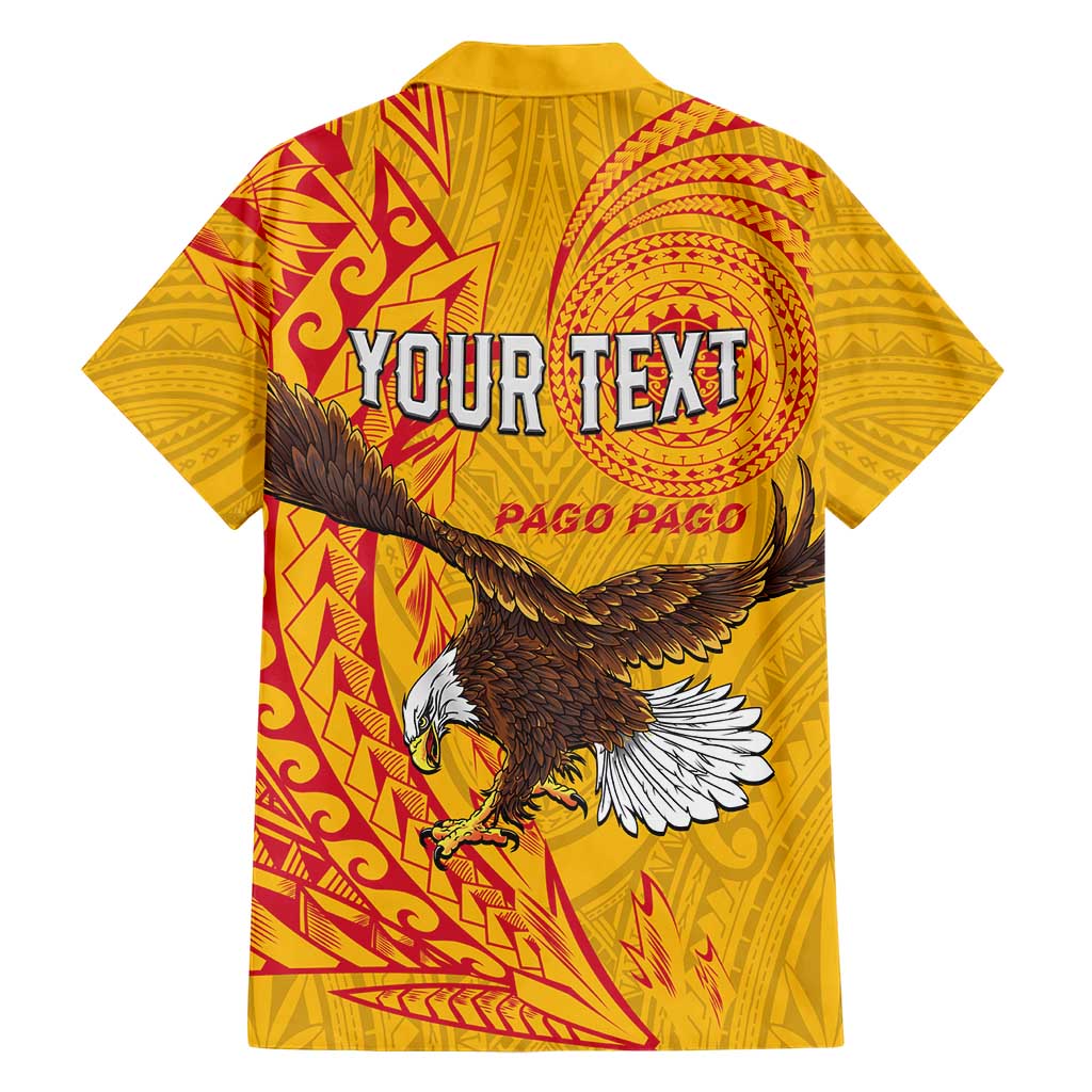 Personalised American Samoa Flag Day Hawaiian Shirt Fautasi Race Pago Pago-Aeto Eagle Wings Tribal Style