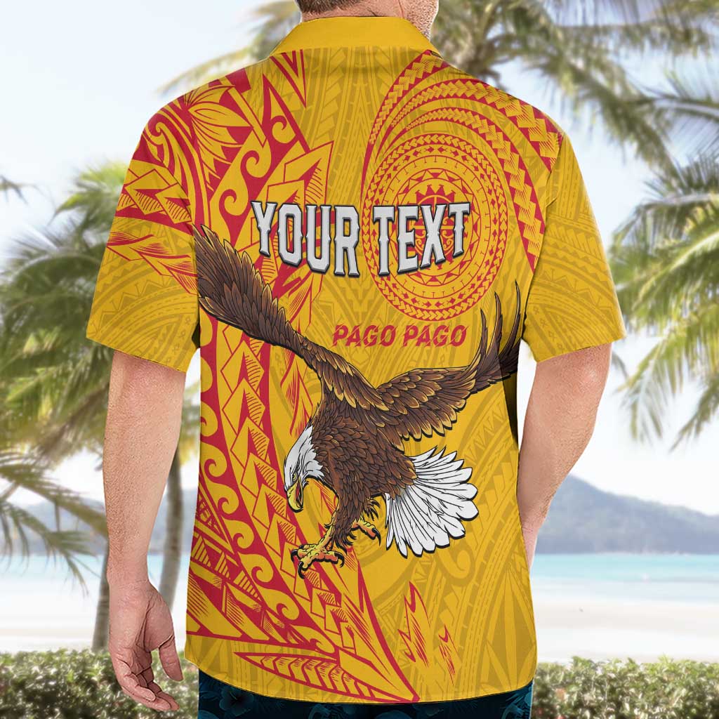 Personalised American Samoa Flag Day Hawaiian Shirt Fautasi Race Pago Pago-Aeto Eagle Wings Tribal Style
