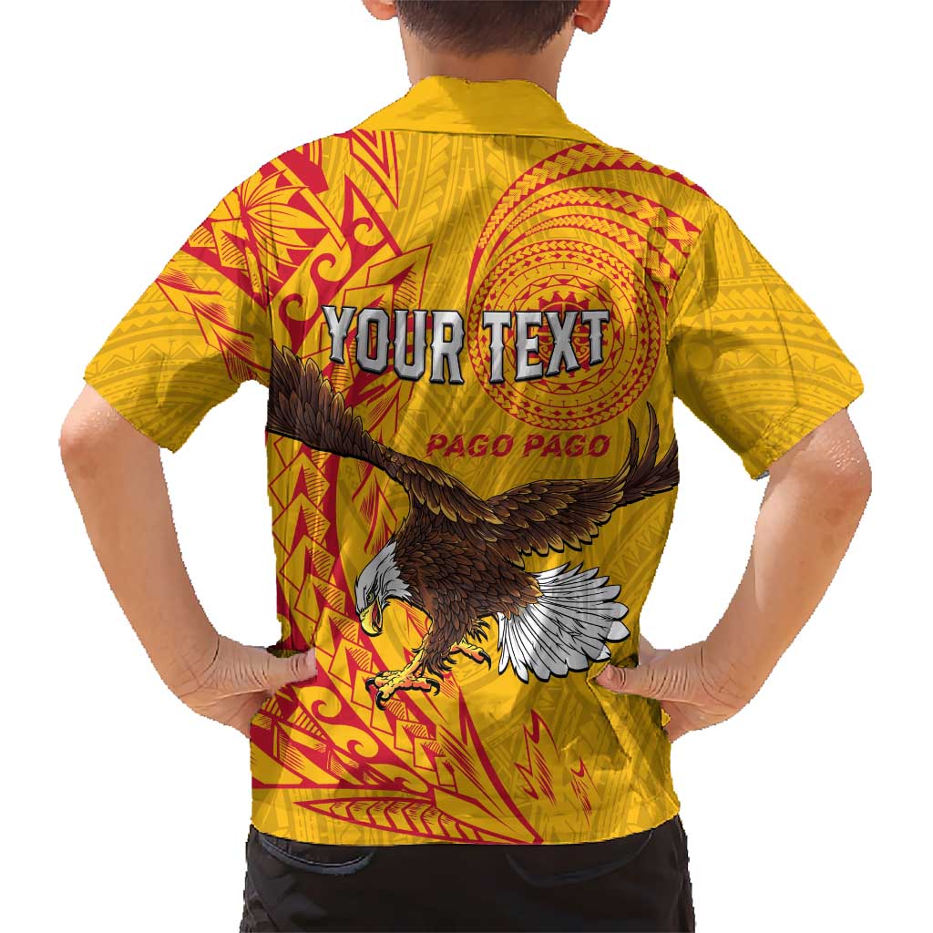 Personalised American Samoa Flag Day Hawaiian Shirt Fautasi Race Pago Pago-Aeto Eagle Wings Tribal Style