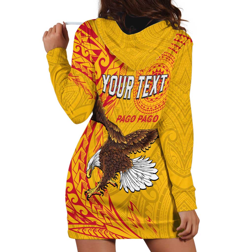 Personalised American Samoa Flag Day Hoodie Dress Fautasi Race Pago Pago-Aeto Eagle Wings Tribal Style