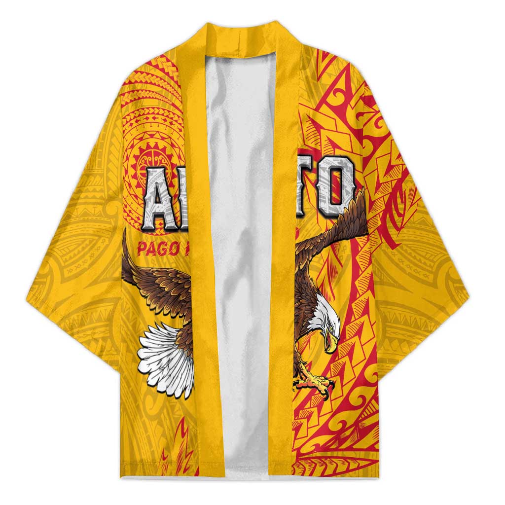 Personalised American Samoa Flag Day Kimono Fautasi Race Pago Pago-Aeto Eagle Wings Tribal Style