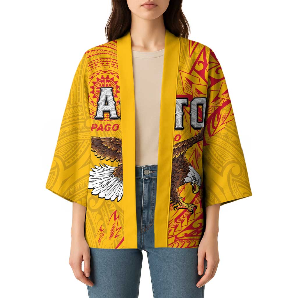 Personalised American Samoa Flag Day Kimono Fautasi Race Pago Pago-Aeto Eagle Wings Tribal Style