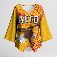 Personalised American Samoa Flag Day Kimono Sleeve Blouse Fautasi Race Pago Pago-Aeto Eagle Wings Tribal Style LT03 Female Multicolor - Polynesian Pride