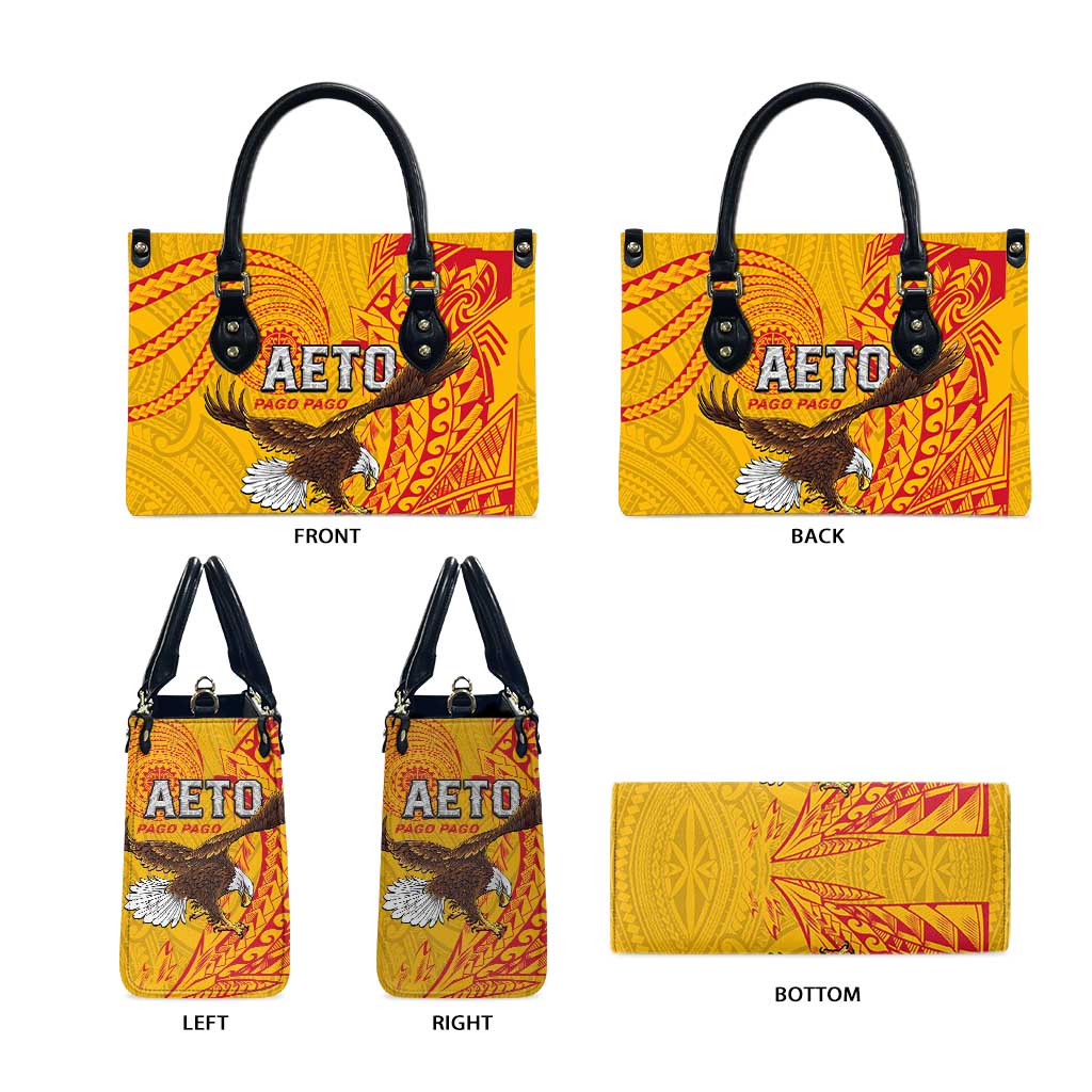 American Samoa Flag Day Leather Bag Fautasi Race Pago Pago-Aeto Eagle Wings Tribal Style