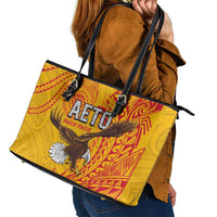 American Samoa Flag Day Leather Tote Bag Fautasi Race Pago Pago-Aeto Eagle Wings Tribal Style LT03 - Polynesian Pride
