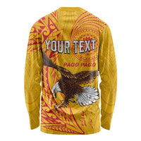 Personalised American Samoa Flag Day Long Sleeve Shirt Fautasi Race Pago Pago-Aeto Eagle Wings Tribal Style LT03 - Polynesian Pride