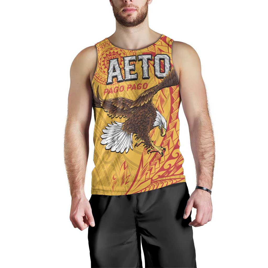 Personalised American Samoa Flag Day Men Tank Top Fautasi Race Pago Pago-Aeto Eagle Wings Tribal Style LT03 - Polynesian Pride