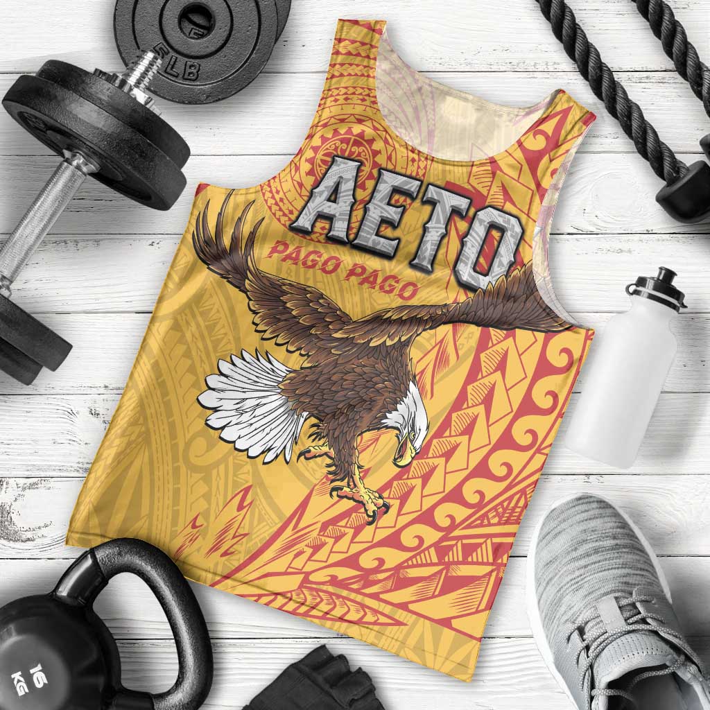 Personalised American Samoa Flag Day Men Tank Top Fautasi Race Pago Pago-Aeto Eagle Wings Tribal Style LT03 - Polynesian Pride