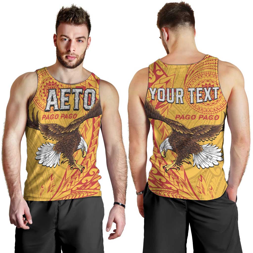 Personalised American Samoa Flag Day Men Tank Top Fautasi Race Pago Pago-Aeto Eagle Wings Tribal Style LT03 - Polynesian Pride