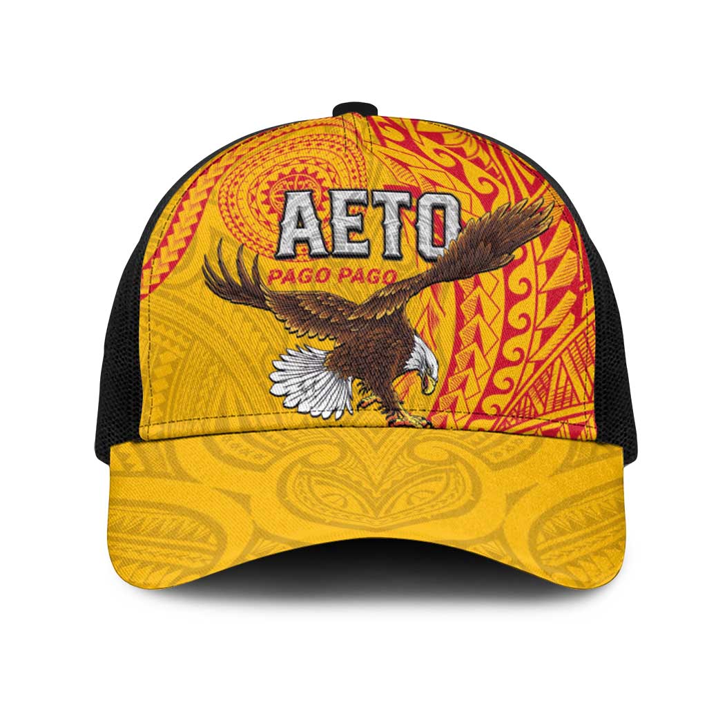 American Samoa Flag Day Mesh Trucker Cap Fautasi Race Pago Pago-Aeto Eagle Wings Tribal Style