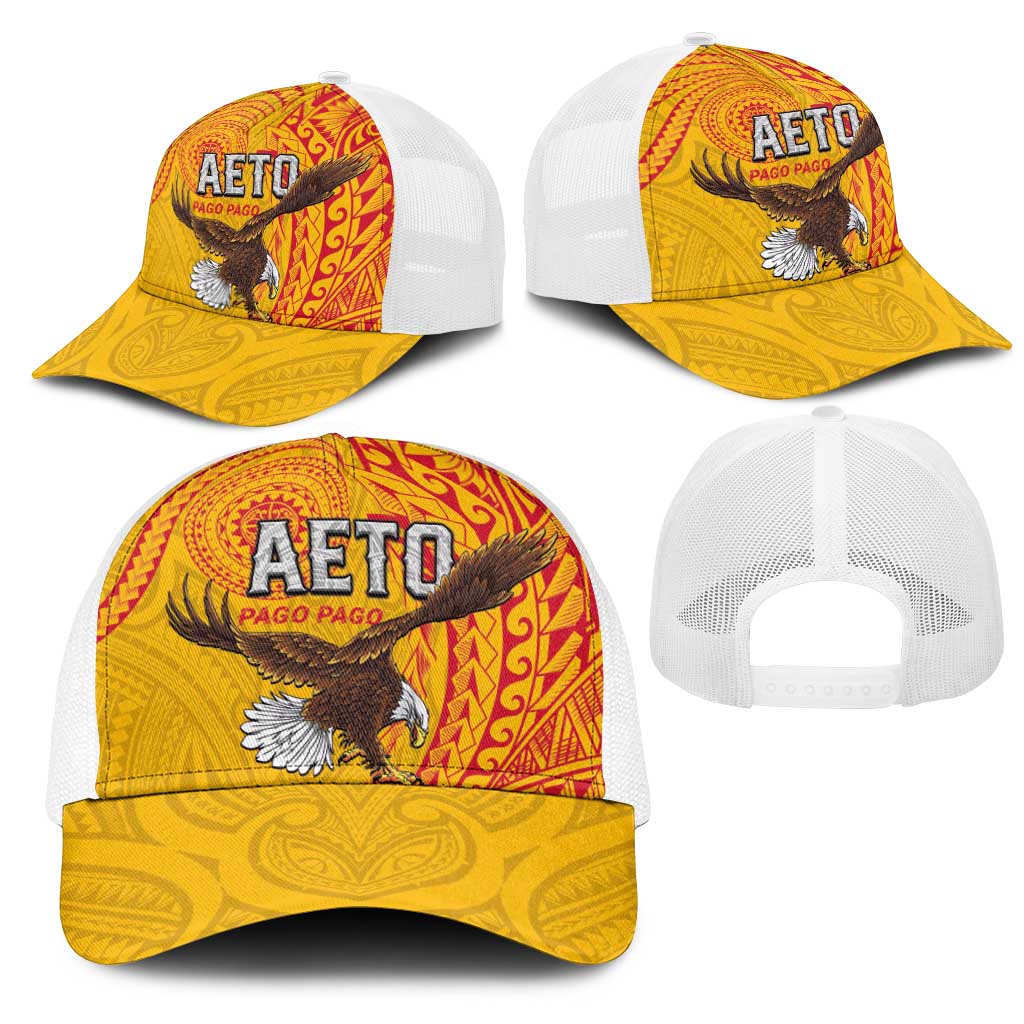 American Samoa Flag Day Mesh Trucker Cap Fautasi Race Pago Pago-Aeto Eagle Wings Tribal Style