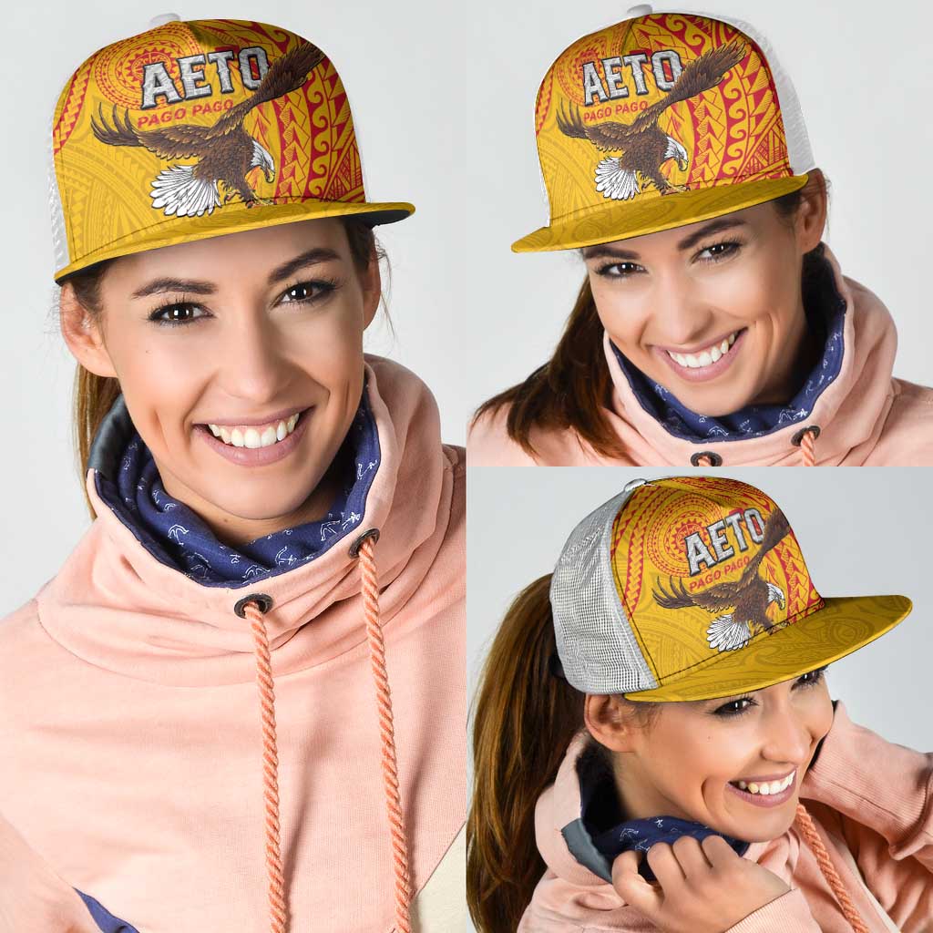 American Samoa Flag Day Mesh Trucker Cap Fautasi Race Pago Pago-Aeto Eagle Wings Tribal Style