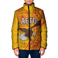 Personalised American Samoa Flag Day Padded Jacket Fautasi Race Pago Pago-Aeto Eagle Wings Tribal Style
