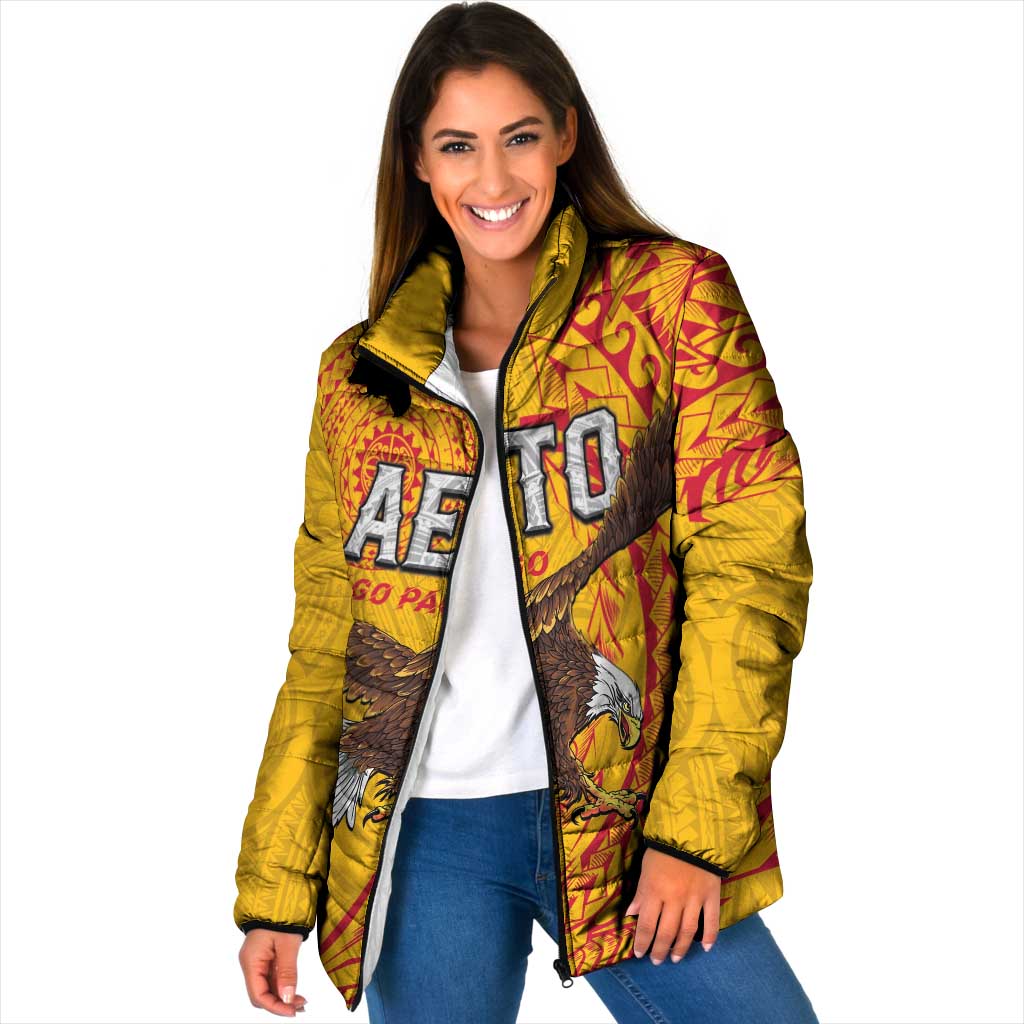 Personalised American Samoa Flag Day Padded Jacket Fautasi Race Pago Pago-Aeto Eagle Wings Tribal Style